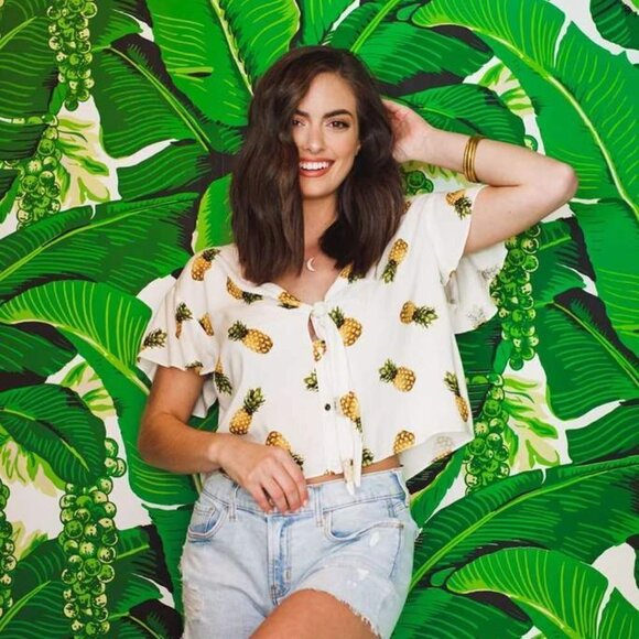 BuddyLove Havana Fluttered Sleeve Pineapple Top Sm - Picture 2 of 9